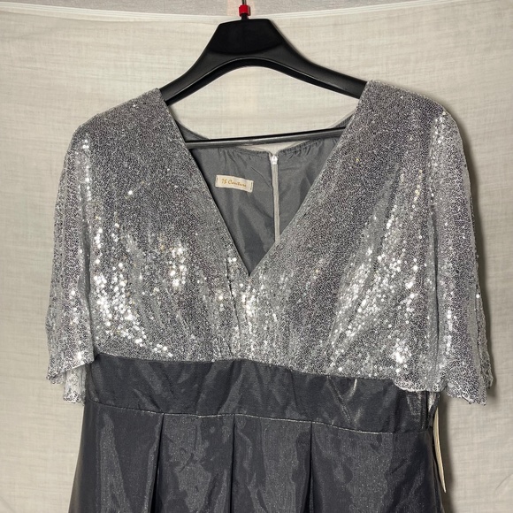 TS Couture Ladies Silver Gray Prom, Ball, Formal Maxi Gown. Bling, Glittery NWT - Picture 2 of 16